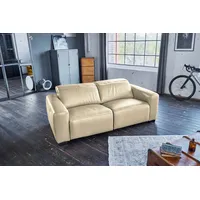 KAWOLA Sofa FINN 3-Sitzer mit Relaxfunktion Leder cremeweiß