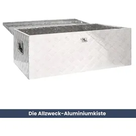 deluke DELUKE® Aluminiumbox mit Deckel Abschließbar Alubox Deichselbox Alu Anhängerbox Werkzeugkiste Transportbox Metallkiste, 100x55x37cm Silber