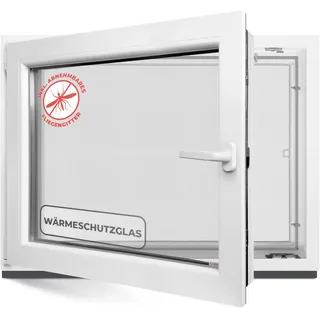 Kellerfenster 100x50 cm 2 fach Verglasung - Alle Größen Kunststofffenster 60mm Profil -Din Links- BxH: 1000x500mm Perfekt für Fenster Gartenhaus, Garagenfenster, Hauskeller mit Dreh-Kipp System