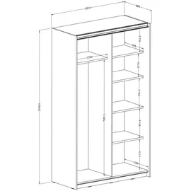 masseno Schwebetürenschrank BETTINA 120 x 210 x 61 cm Schwarz
