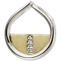 Schmuck Krone Kettenanhänger Anhänger aus 585 Gold bicolor mit 4 Brillanten 0,02ct, Gold 585