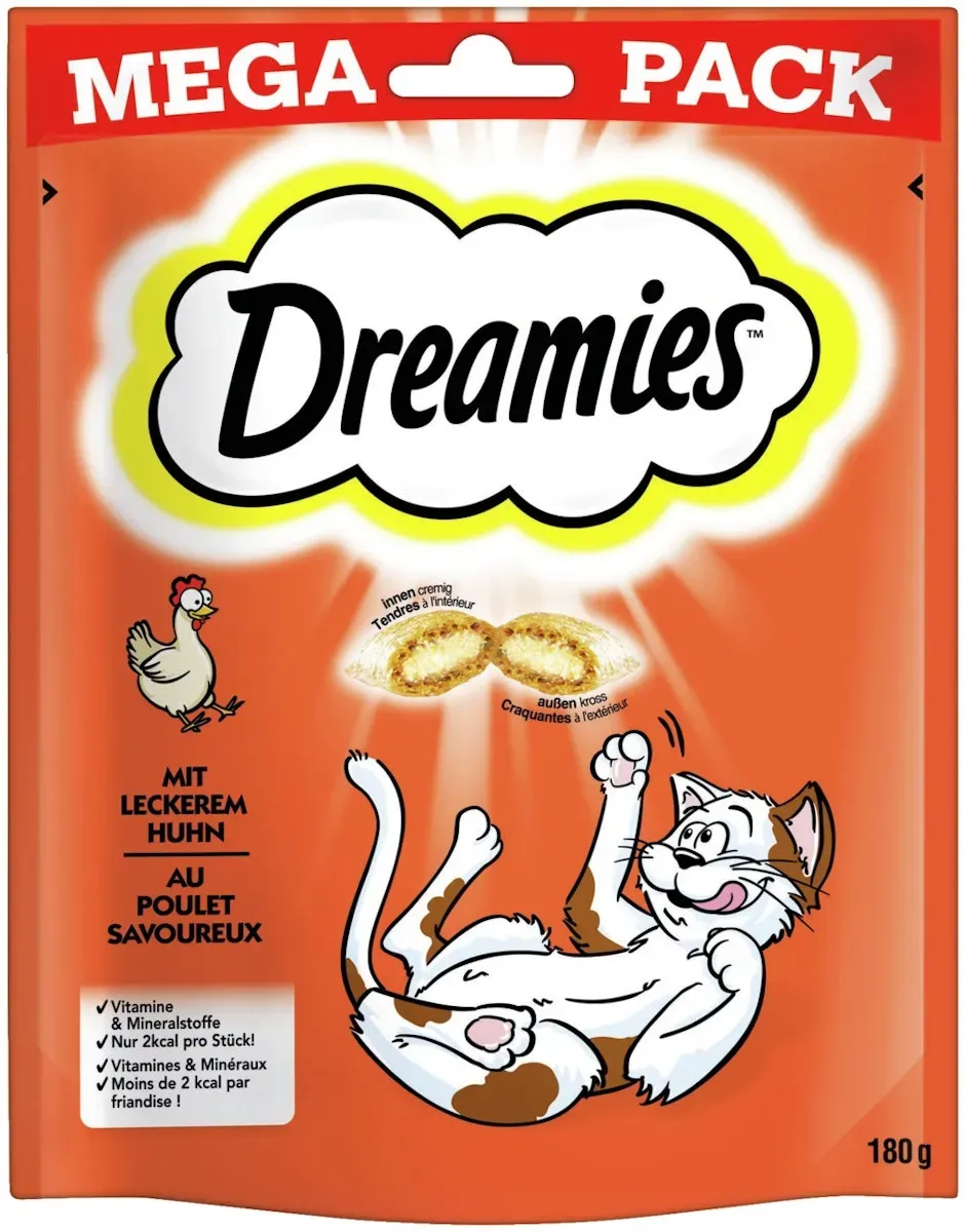 Dreamies Megapack 180 Gramm Katzensnack Huhn Megapack Sparpaket 4 x 180g