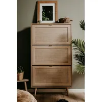 Furn.design Schuhkipper Eiche Sonoma, Bast-Dekor 70/125 cm 3 Kipper,