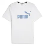 Puma Herren ESS Logo Tee (S) T-Shirt White-Zen Blue, M