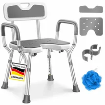 Kesser Duschhocker mit Lehne höhenverstellbar 38-54cm 150KG grau/weiß
