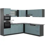 Vicco Winkelküche R-Line L-Form 247 cm Blau-Grau/Anthrazit