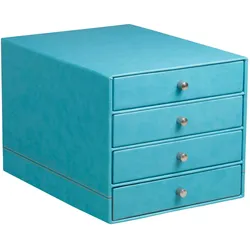 Rhodiarama Schubladenbox mit 4 geschlossenen Laden, Kunstleder, 24,8x32 ,7x22,8cm - Türkis 318867C
