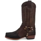 CrtTsks Herren Stiefel aus Leder Rindsleder mit Cowboy Biker Motorrad Boots Klassisch,Braun,42 EU - 42 EU