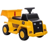 Homcom Elektro Kindertraktor mit kippbarer Ladefläche, Hupe, Elektroauto für Kinder, Aufsitztraktor mit Scheinwerfer, max. 3 km/h, Metall, Gelb