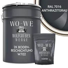WO-WE 2K Epoxidharz Garagenfarbe Bodenbeschichtung W702 Anthrazit-Grau RAL 7016 20 kg