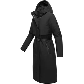 Navahoo Damen, Wintermantel warmer, Wasserabweisender Parka mit Kapuze und Taillengürtel Waldbummler 14 Black Gr. S - S
