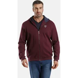 Kapuzensweatjacke CHARLES COLBY "Sweatjacke DUKE PATRICKS", Herren, Gr. XXL, rot (dunkelrot), Obermaterial: 76% Baumwolle CO. 22% Polyester PES. 2% Elasthan EL., klassisch, normal, ohne Ausschnitt, Sweatjacken
