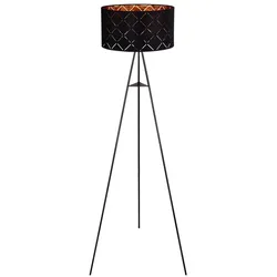 LED Stehlampe, Textil, schwarz-gold, Stativ Gestell, SUNNA