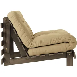 Karup Daybett KARUP DESIGN "Roots Sofa Bed, Schlafsofa, Bettfunktion, FSC-Massivholz, B: 90 cm", gelb (wheat beige), B:90cm H:85cm, Bezug: 80% Baumwolle, 20% Polyester, Daybetten, Inkl. Futonmatratze. Made in Europe, minimalistisches Design