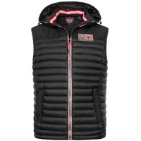 Geographical Norway Steppweste Herren Stepp weste Bodywärmer Outdoor Kapuzenweste Herbst Vest Winter schwarz S 46