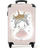 NoBoringSuitcases.com© Kinderkoffer Prinzessin - Kleid - Kinder - Mädchen 55x35x20cm, 4 Rollen, Handgepäck-Koffer, Kinderkoffer, Reisekoffer Mädchen beige|bunt 35 cm x 55 cm x 20 cm