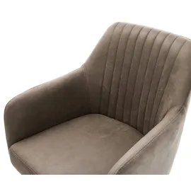 DeLife Esszimmerstuhl Greg-Flex Mikrofaser Taupe Vintage Holzgestell kantig Natur Taschenfederkern