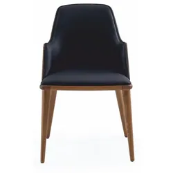 Casa Padrino Luxus Kunstleder Esszimmer Stuhl mit Armlehnen Blau / Braun - Esszimmer Möbel