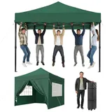 Aoxun Faltpavillon 3x3 wasserdicht stabil mit 4 Sandsäcke, Pop Up Pavillon Gartenpavillon Partyzelt faltbar Pavillion klappbar Anti-UV Inkl. Tasche mit Rollen für Garten, Innenhof,Hochzeiten, Grün