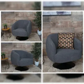 Mendler Lounge-Sessel HWC-J76, Cocktailsessel Sessel drehbar, Bouclé Stoff Metall ~ dunkelgrau