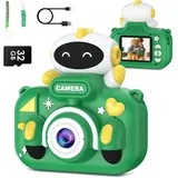 Kinderkamera, GREENKINDER Kinder Kamera 2,0-Zoll-Bildschirm 1080P Digitalkamera Kinder mit 32GB-Karte Selfie Fotoapparat Kinder für 3-12 Jahre Jungen und Mädchen Weihnachten Spielzeug