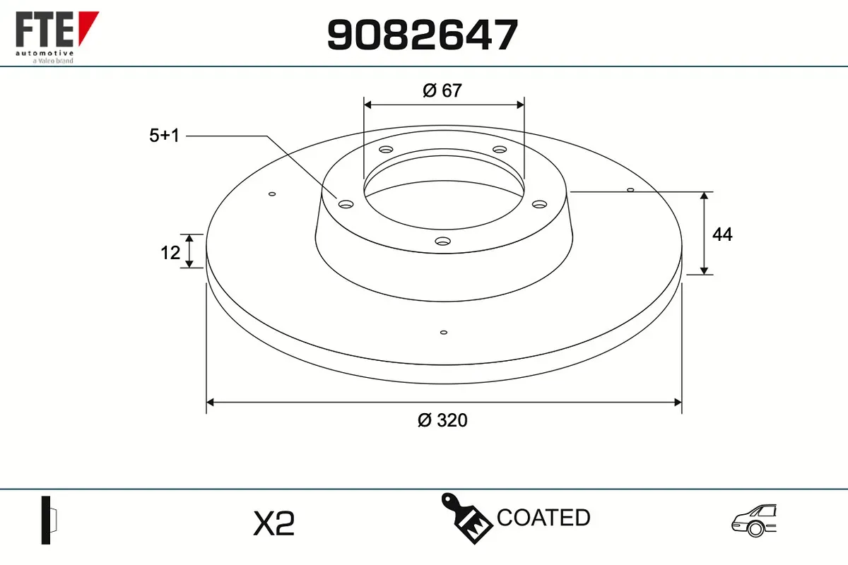 FTE Bremsscheibe 9082647 Hinterachse Gelocht 320mm 12mm für Mercedes (BBDC)