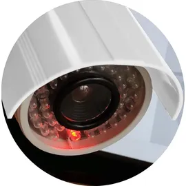 O&W Security Überwachungskamera-Attrappe Dummy-Kamera, Überwachungskamera Attrappe mit blinkendem LED, in wettergeschütztem Gehäuse, Fake-CCTV-Sicherheitska...