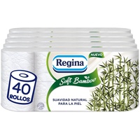 Regina Soft Bamboo Toilettenpapier, 40 Rollen, 3 Schichten, 160 Blatt, natürliche Weichheit für Ihre Haut, Toilettenpapier aus Bambusfasern, Papierverpackung, FSC-zertifiziert