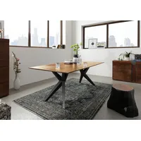 MASSIVMOEBEL24.DE Esstisch Akazie 180x90x76 natur lackiert Beine anthrazit matt