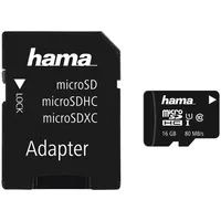 Hama MicroSDHC Speicherkarte 16 GB Class 1 (U1) Klasse