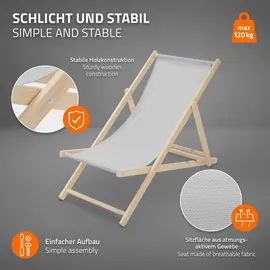 ECD Germany Sonnenliege 117 x 52 x 83 cm Hellgrau