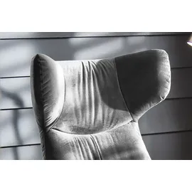 KAWOLA Ohrensessel LOTTE Velvet 79 x 117 x 0 cm Silber mit Hocker