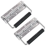 HMF 14990-09 Klappgriff für Kisten 2er Set, Gefedert, 12,5 x 4 cm, Silber verzinkt