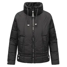 Navahoo leichte Damen Steppjacke kurze Übergangsjacke oversized mit Fledermausärmeln Luftzauber 14 Black Gr. XS - XS