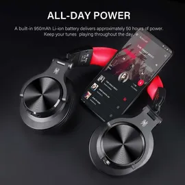 OneOdio A70 Bluetooth Kopfhörer Schwarz-Rot