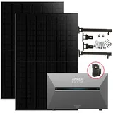 Balkonkraftwerk 910W Komplettes Set mit Solarbank 3 Pro E2700, mit Halterung für Flachdach