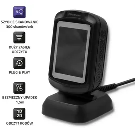 Qoltec Barcode-Lesegerät (stationär) | 1D und 2D | USB