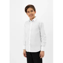 Langarmhemd GULLIVER, Jungen, Gr. 140, EURO-Größen, weiß, 100% Baumwolle, unifarben, casual, kurz, Langarm, Hemden Festliche Hemden, mit klassischem Design