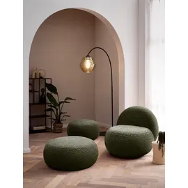 INOSIGN Sessel "Mithras II Cocktailsessel, organische Formensprache, Solitär Sessel", grün (dunkelgrün), B:73cm H:76cm T:75cm, 100% Polyester, Sessel, Bouclé oder Fellimitat; Lieferzeit nur ca. 2 Wochen