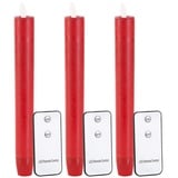 LED-Stabkerze mit beweglicher Flamme und Fernbedienung rot, 3er-Set