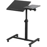 Haloyo - Mobiler Schreibtisch mit 4 Rollen, Stehpult Höhenverstellbar,Mobile Workstation, Laptoptisch mit Tastaturablage, für Wohnzimmer,
