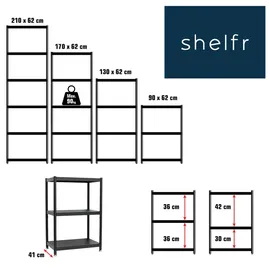shelfr Raumteiler Regal 244 x 41 x 210 cm Schwarz