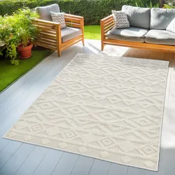 Teppich "Askja Outdoor" Gr. 6, beige (creme), B:200cm H:12mm L:300cm, Kunstfaser, LEGER HOME BY LENA GERCKE, Teppiche, Hoch-Tief Effekt, Teppich im Boho Stil, Outdoor geeignet