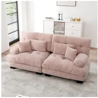 STILVORA Schlafsofa 2-Sitzer-Sofa Modulares Sofa mit Dekokissen für Wohnzimmer rosa