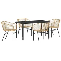 VidaXL 5-teiliges Garten-Esszimmer Set Braun Poly-Rattan