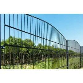 Aileenstore Doppelstabmattenzaun 40 m x 2,4 m Grau/Stahl