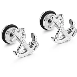 Paar Ohrstecker FIRETTI "Schmuck Geschenk Ohrschmuck Fake Plug Anker", schwarz (edelstahlfarben, schwarz), Ohrringe, Damen, Edelstahl-Kautschuk, Edelstahl, Kautschuk