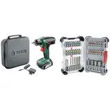Bosch Akkuschrauber EasyDrill 12 (Akku, Ladegerät, Schrauberbit, Softcase (12 V, 1,5 Ah, 20 mm Bohr-Ø in Holz)) + 43x Extra Hard Schrauberbit-Set, 43‐tlg. (197 x 110,5 mm, Professional Zubehör)