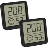 TFA Dostmann 2er Set digitales Thermo-Hygrometer mit Komfortzone Thermo-/Hygrometer Schwarz