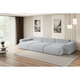 altdecor Ecksofa U-Form mit Schlaffunktion 3-Sitzer Grau